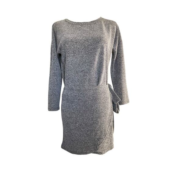 Large Black White Knit Dress 3/4 Sleeve Tie Waist Casual Semi-Formal - Picture 1 of 9